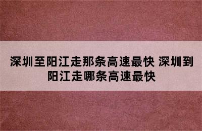 深圳至阳江走那条高速最快 深圳到阳江走哪条高速最快